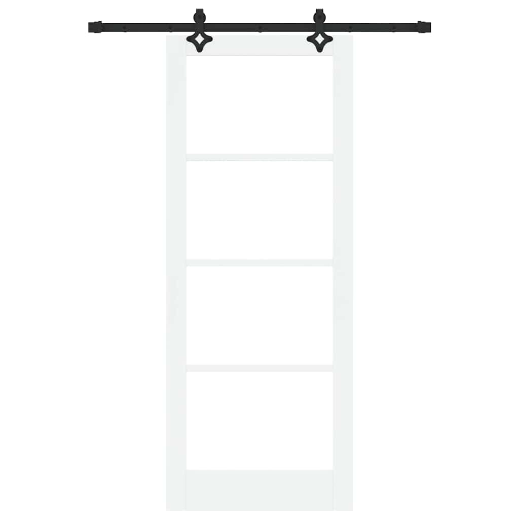 Klizna vrata Bijelo 83 x 211 cm Masivna borovina i staklo