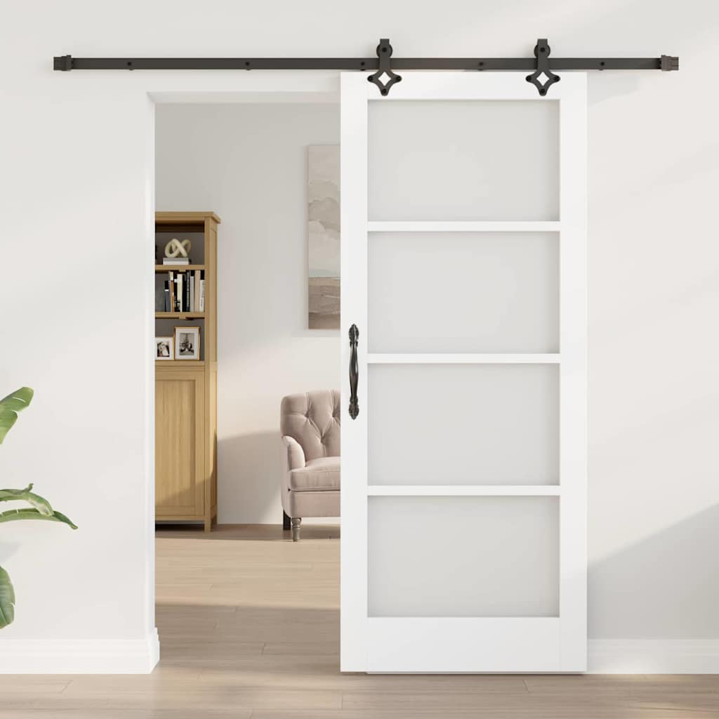 Klizna vrata Bijelo 83 x 202 cm Masivna borovina i staklo