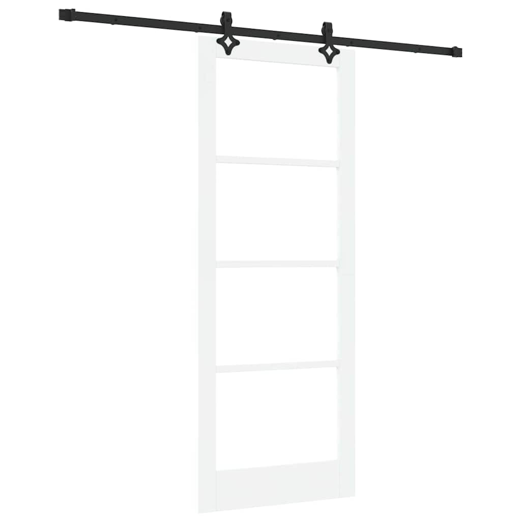 Klizna vrata Bijelo 83 x 211 cm Masivna borovina i staklo