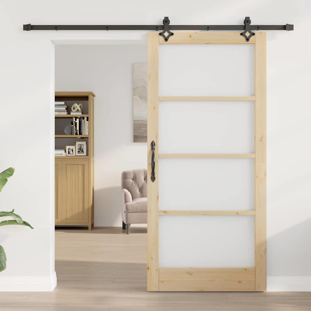 Klizna vrata Prirodna 93 x 202 cm Masivna borovina i staklo