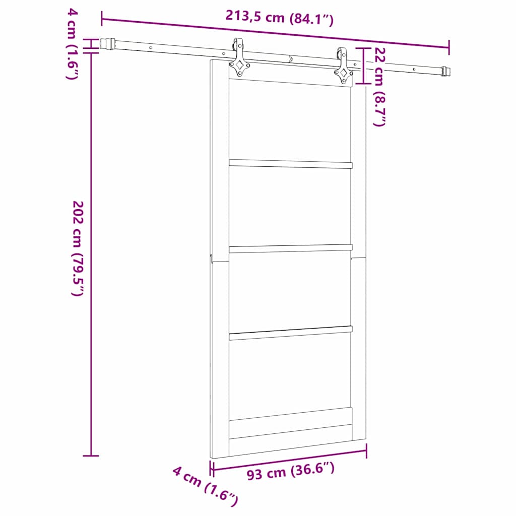 Klizna vrata Prirodna 93 x 202 cm Masivna borovina i staklo