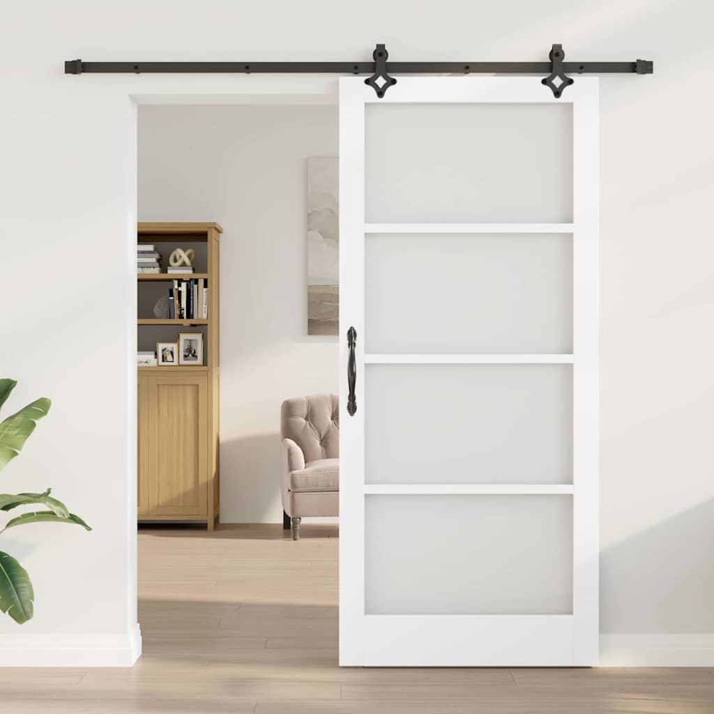 Klizna vrata Bijelo 93 x 211 cm Masivna borovina i staklo