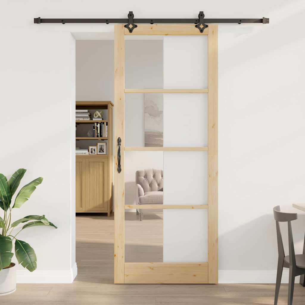 Klizna vrata Prirodna 93 x 232 cm Masivna borovina i staklo