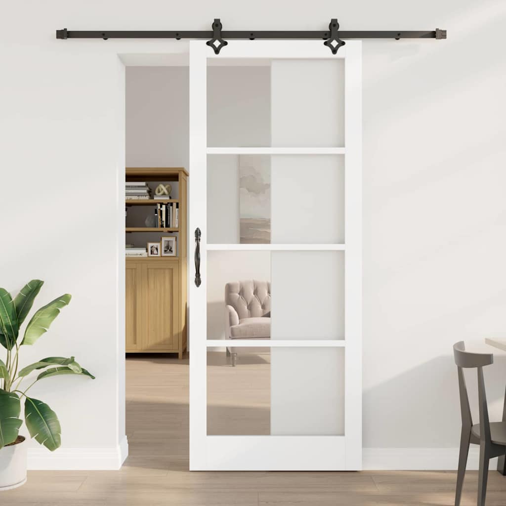 Klizna vrata Bijelo 93 x 232 cm Masivna borovina i staklo
