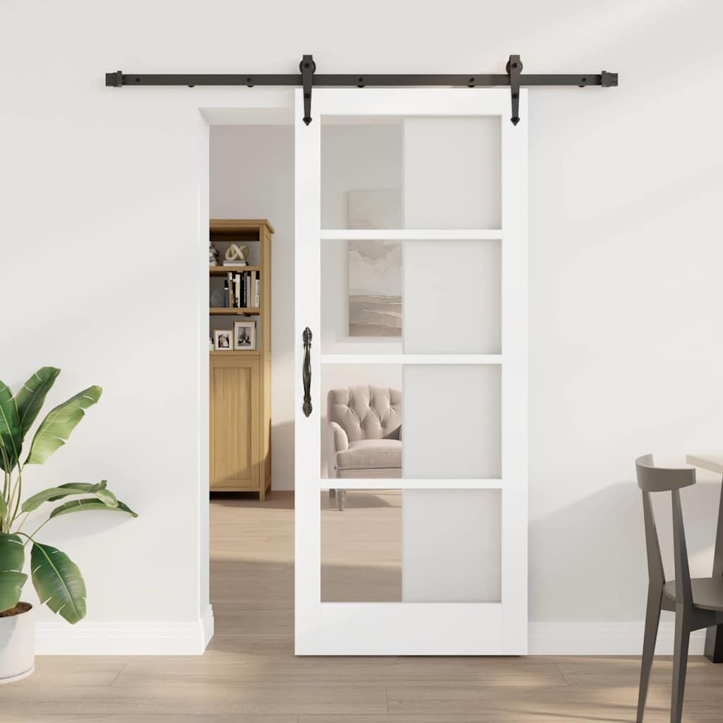 Klizna vrata Bijelo 83 x 202 cm Masivna borovina i staklo