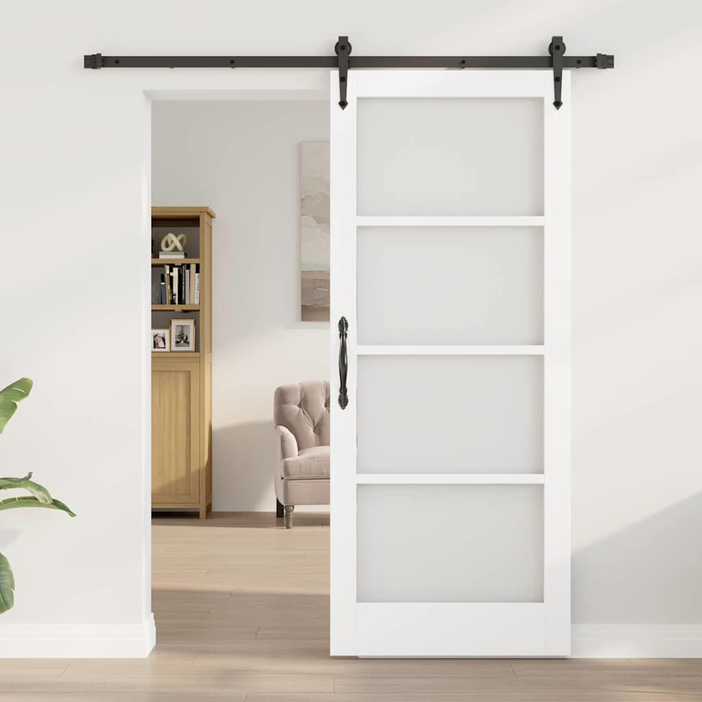 Klizna vrata Bijelo 83 x 202 cm Masivna borovina i staklo