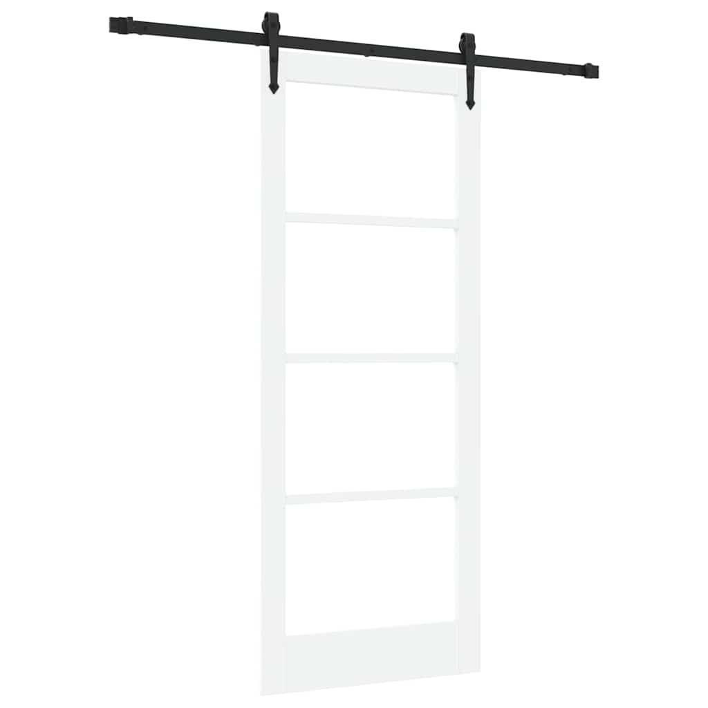 Klizna vrata Bijelo 83 x 202 cm Masivna borovina i staklo