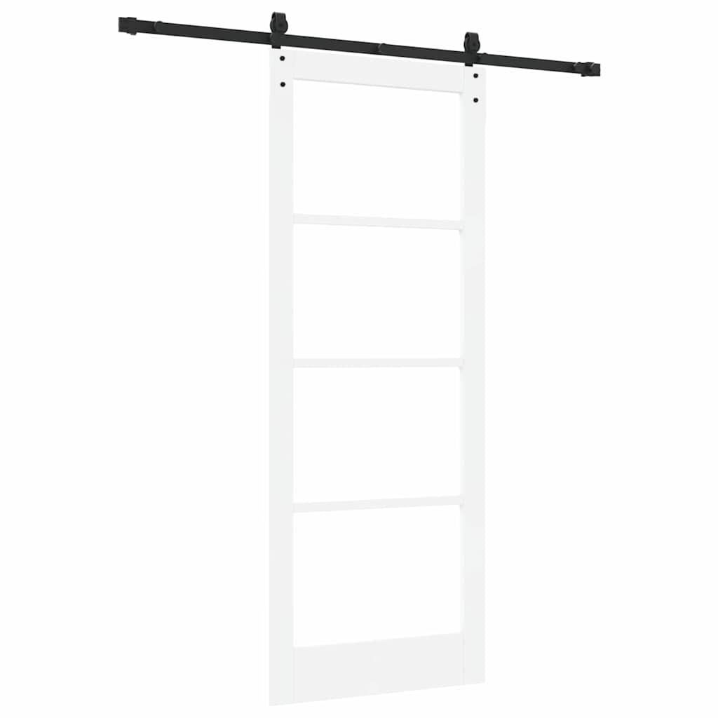 Klizna vrata Bijelo 83 x 211 cm Masivna borovina i staklo