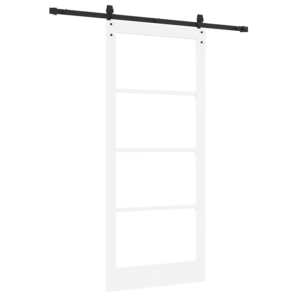 Klizna vrata Bijelo 93 x 211 cm Masivna borovina i staklo