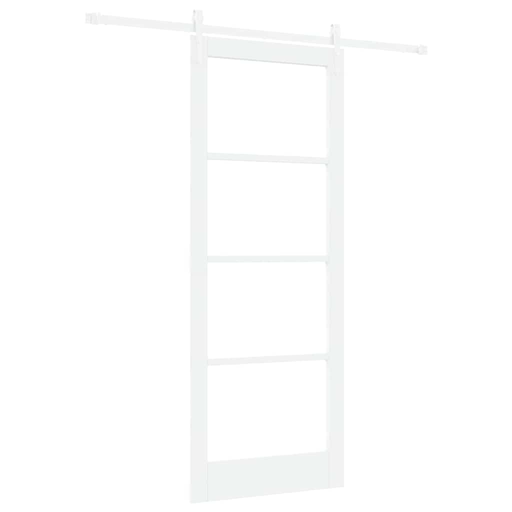 Klizna vrata 83 x 211 cm Masivna borovina i staklo Bijelo