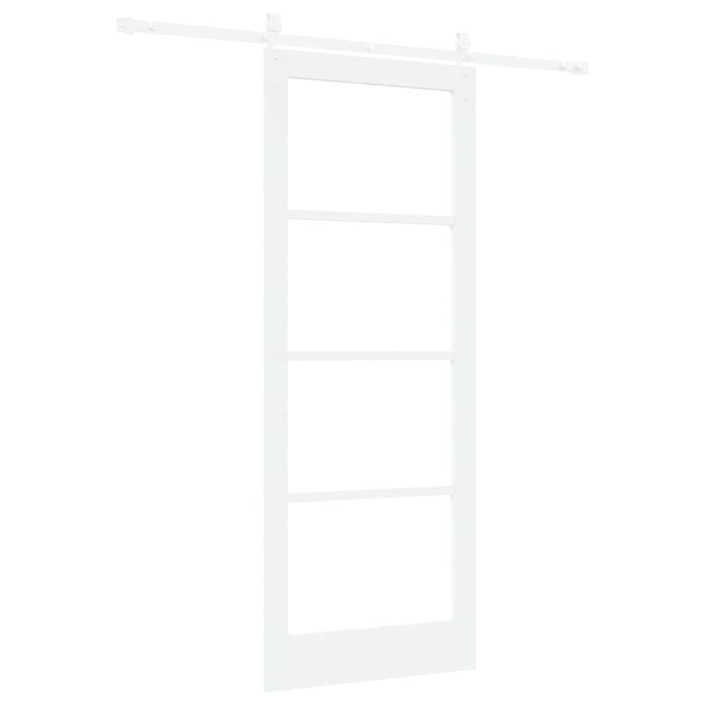 Klizna vrata 83 x 211 cm Masivna borovina i staklo Bijelo
