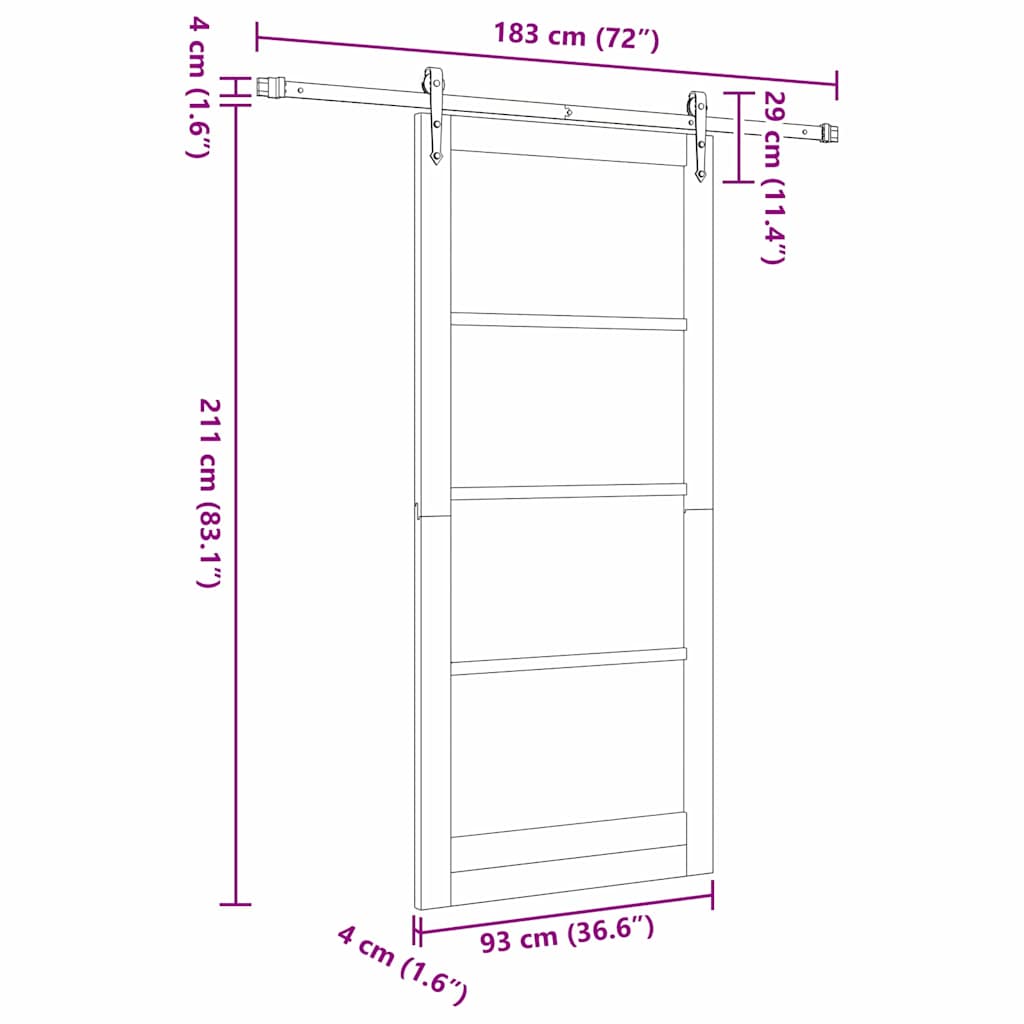 Klizna vrata Bijelo 93 x 211 cm Masivna borovina i staklo