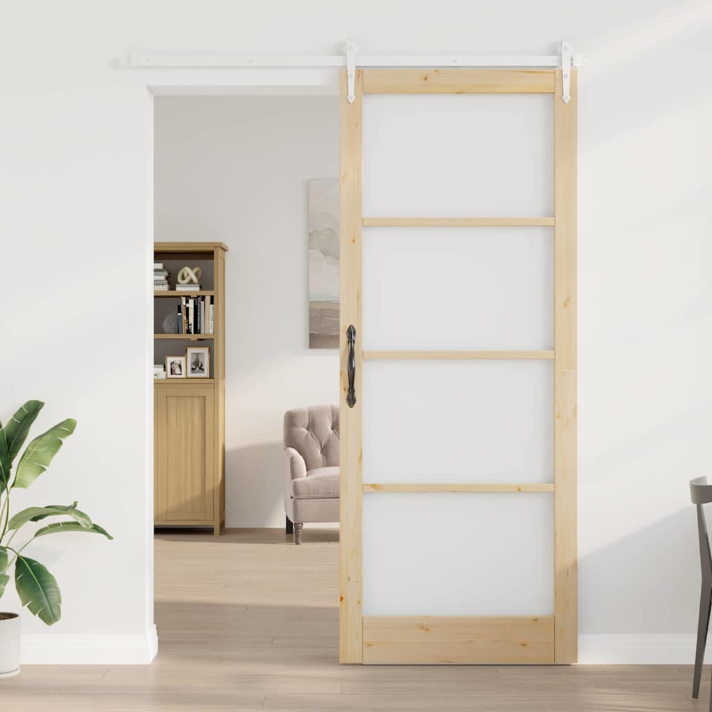 Klizna vrata Prirodna 93 x 232 cm Masivna borovina i staklo