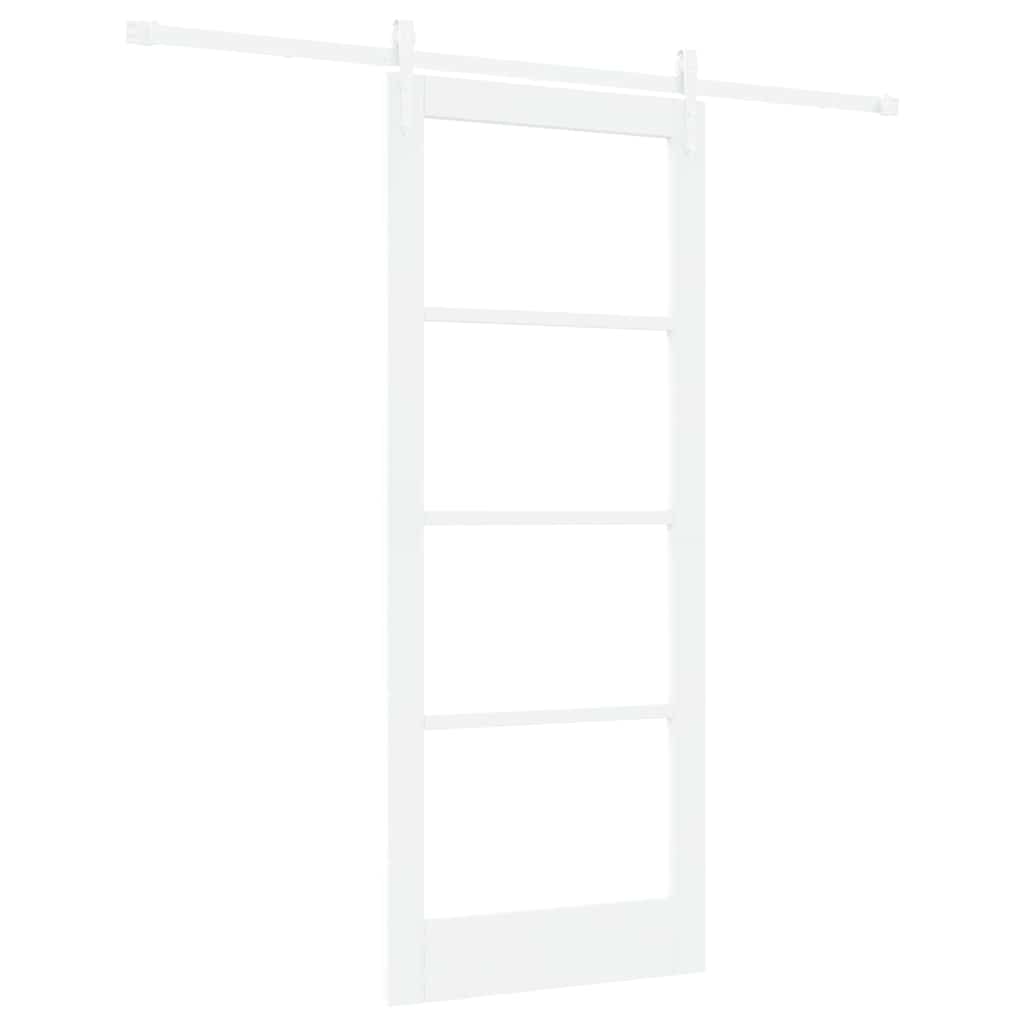 Klizna vrata 83 x 202 cm Masivna borovina i staklo Bijelo