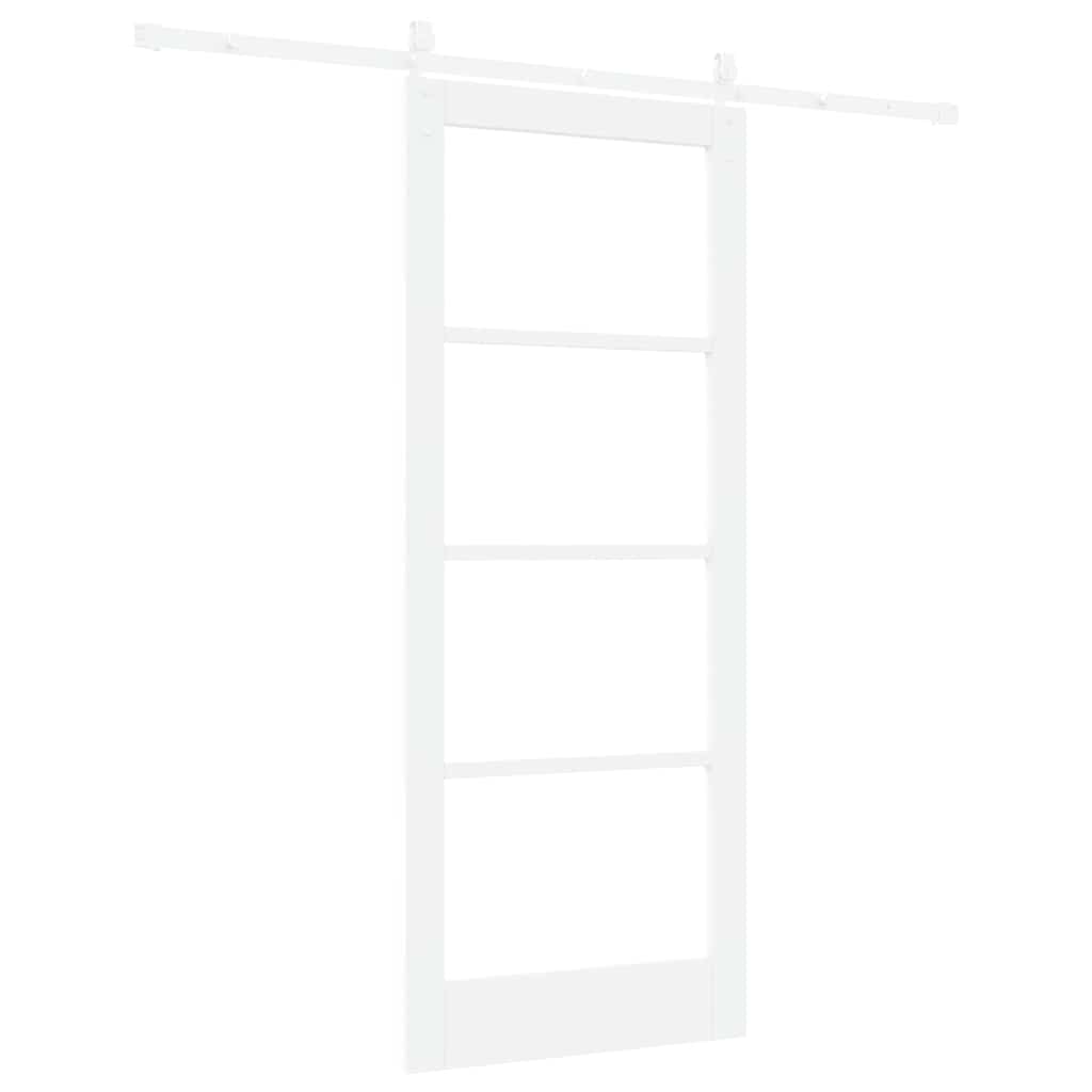 Klizna vrata 83 x 202 cm Masivna borovina i staklo Bijelo