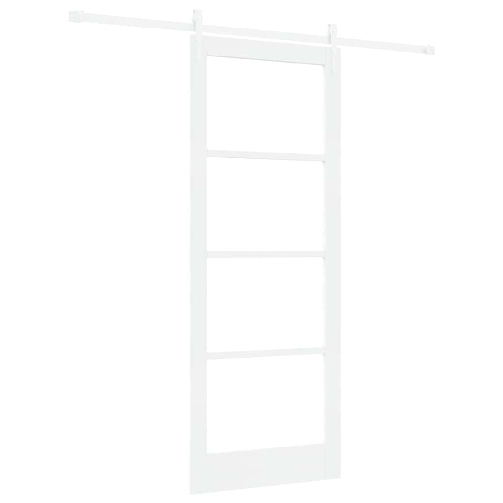 Klizna vrata Bijelo 83 x 211 cm Masivna borovina i staklo