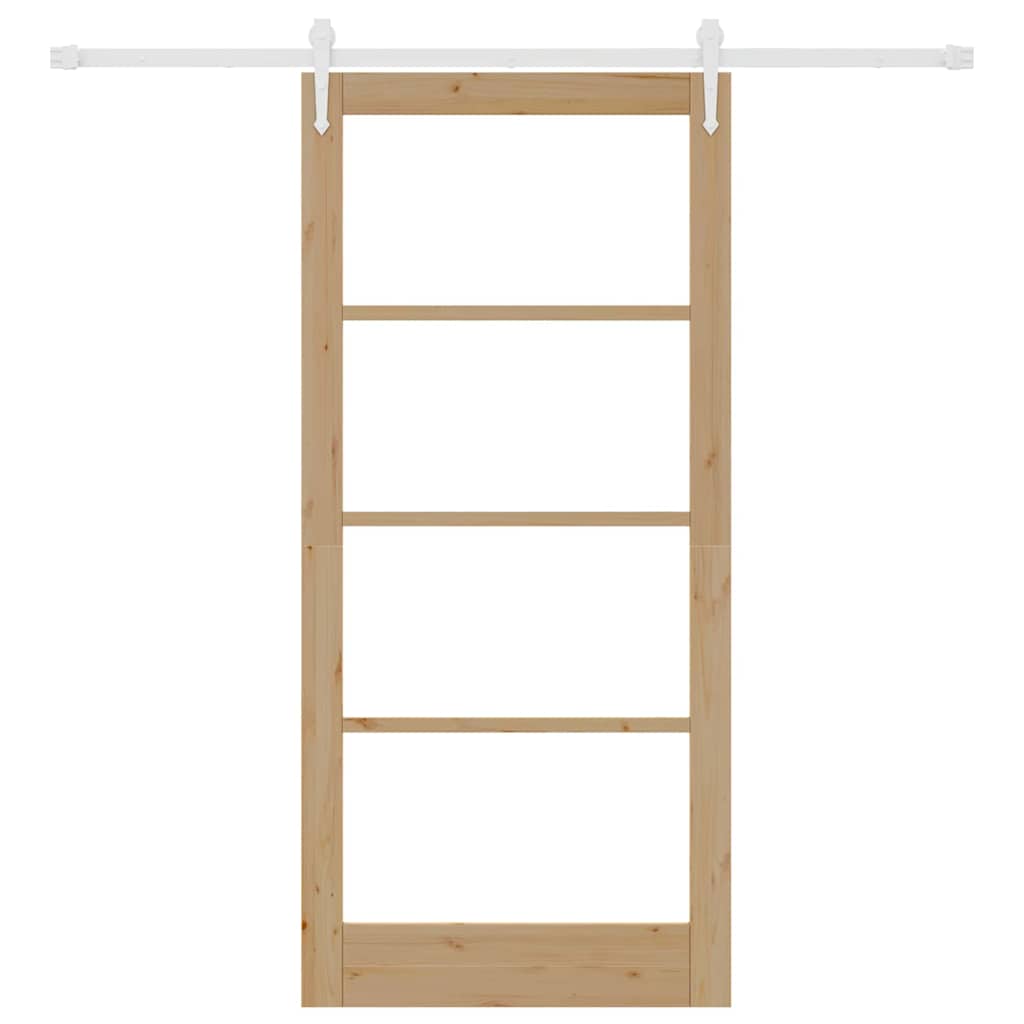 Klizna vrata 93 x 202 cm Masivna borovina i staklo Prirodna