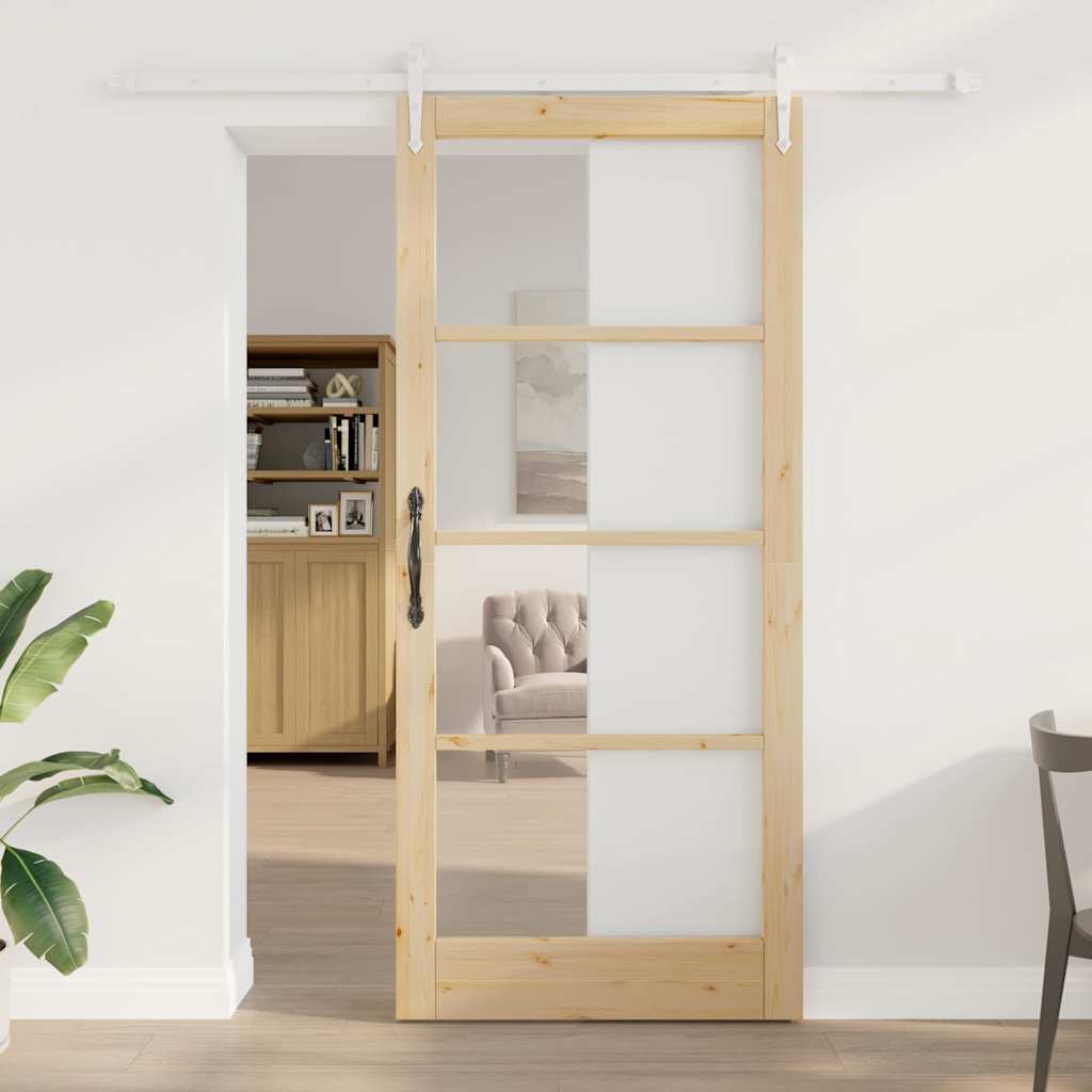 Klizna vrata Prirodna 93 x 211 cm Masivna borovina i staklo