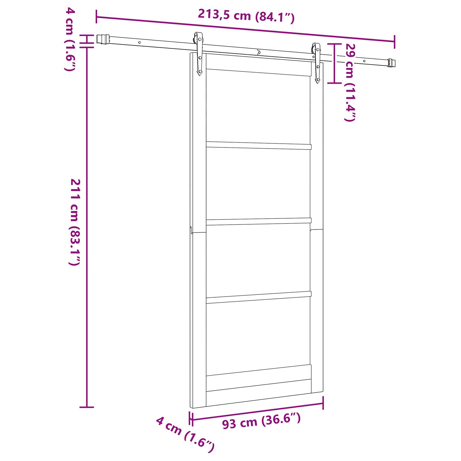 Klizna vrata ORKDAL Prirodna 93 x 211 cm