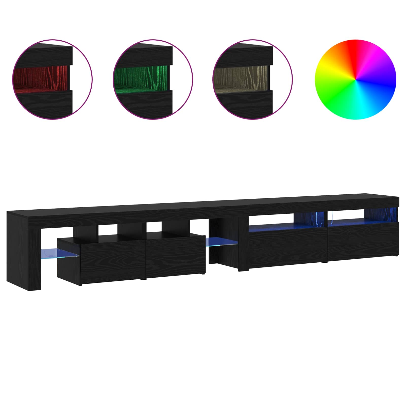 TV ormar 3 pcs Crni hrast 260 x 37 x 40 cm Konstruirano drvo