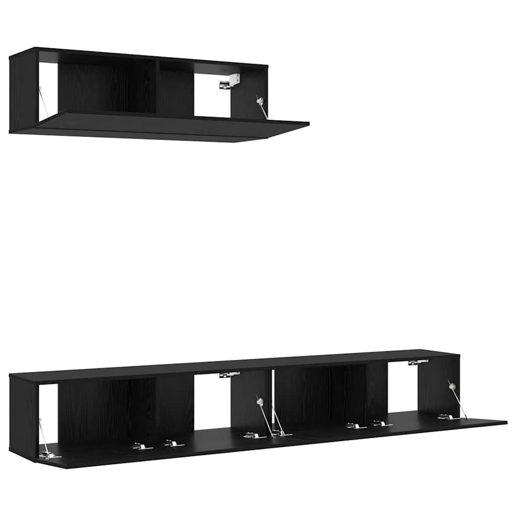 Set TV komoda Zidne 3 pcs Crni hrast Konstruirano drvo
