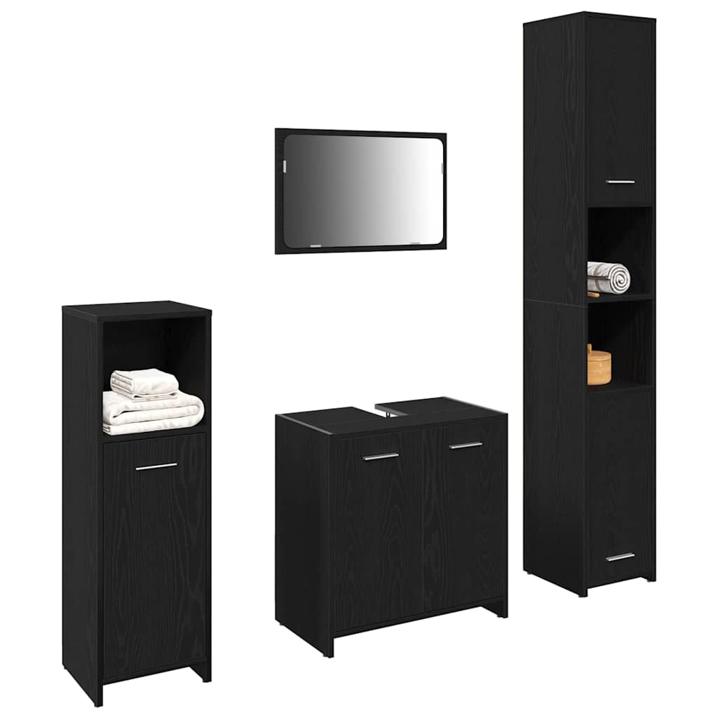 Set namještaja za kupaonicu 4 pcs Crni hrast Konstruirano drvo
