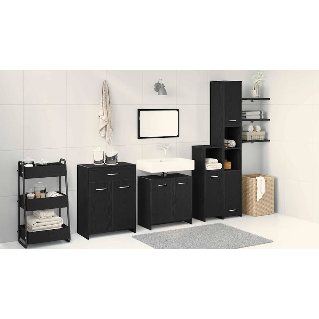 Set namještaja za kupaonicu 4 pcs Crni hrast Konstruirano drvo
