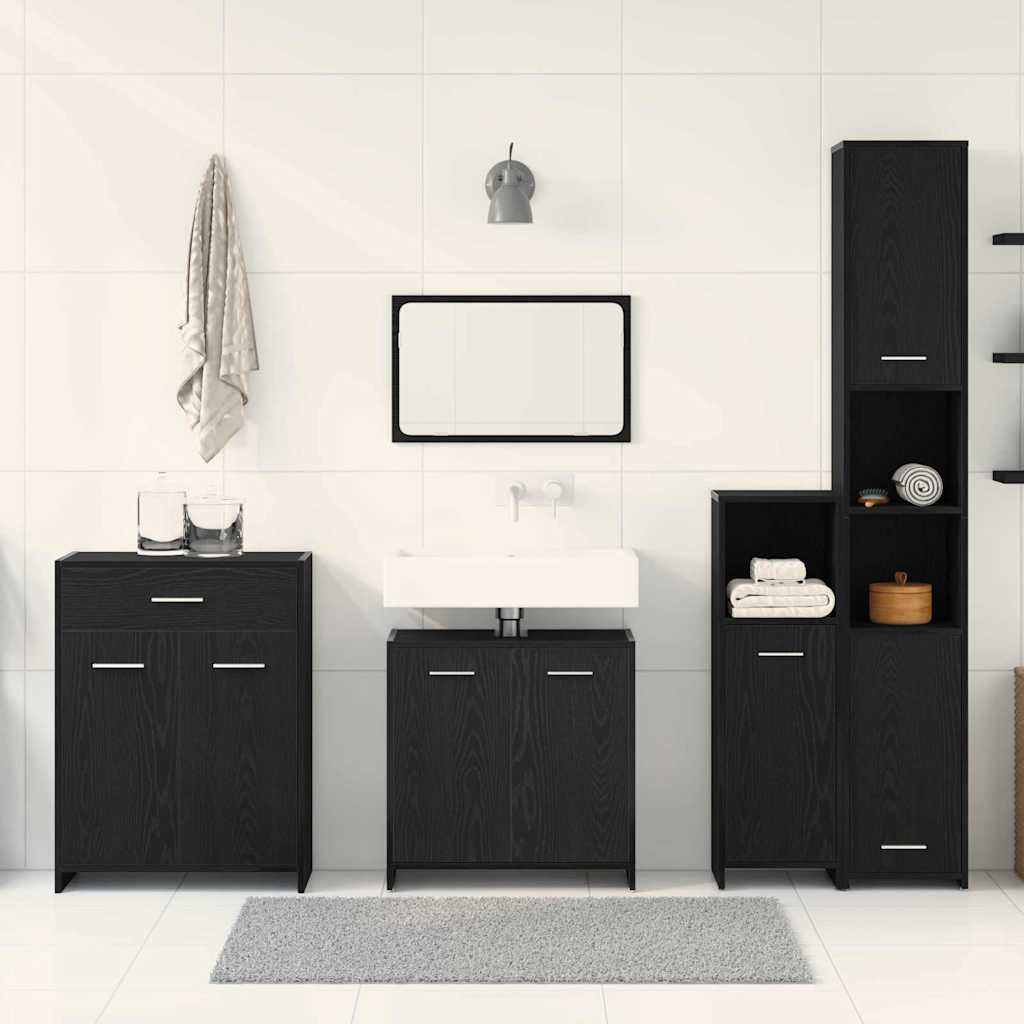 Set namještaja za kupaonicu 4 pcs Crni hrast Konstruirano drvo