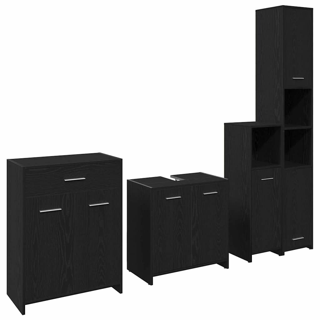 Set namještaja za kupaonicu 4 pcs Crni hrast Konstruirano drvo