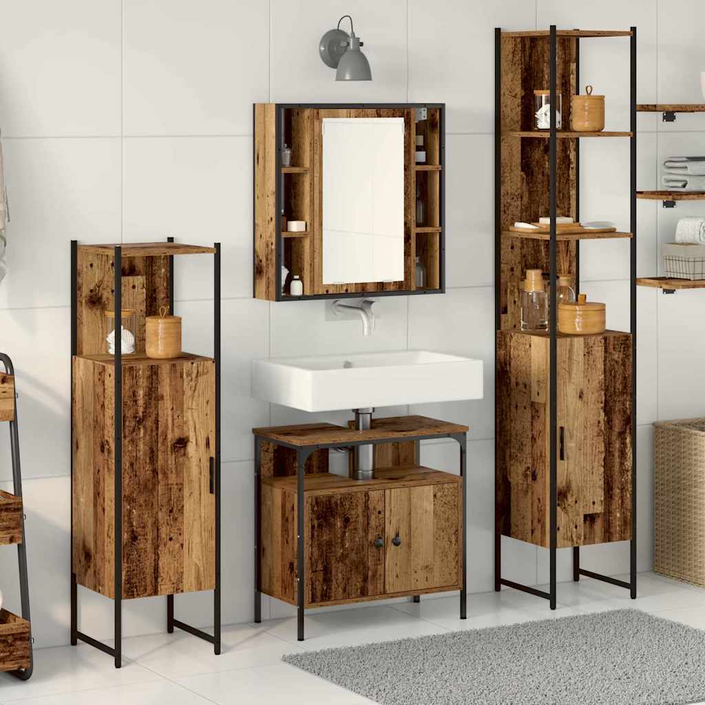 Set namještaja za kupaonicu 4 pcs Staro drvo Konstruirano drvo