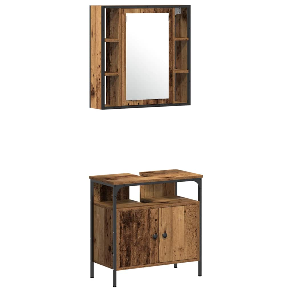 Set namještaja za kupaonicu 4 pcs Staro drvo Konstruirano drvo