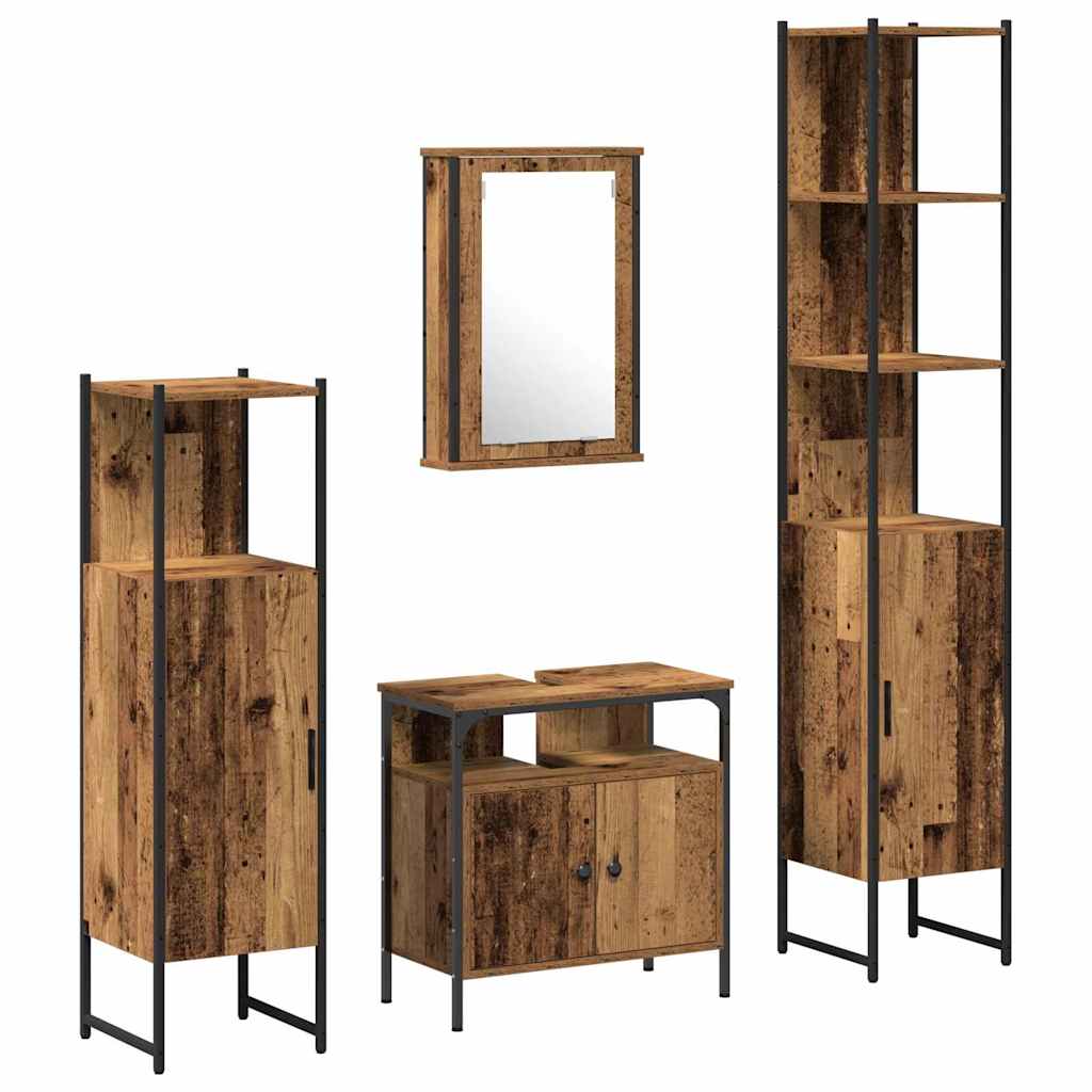 Set namještaja za kupaonicu 4 pcs Staro drvo Konstruirano drvo