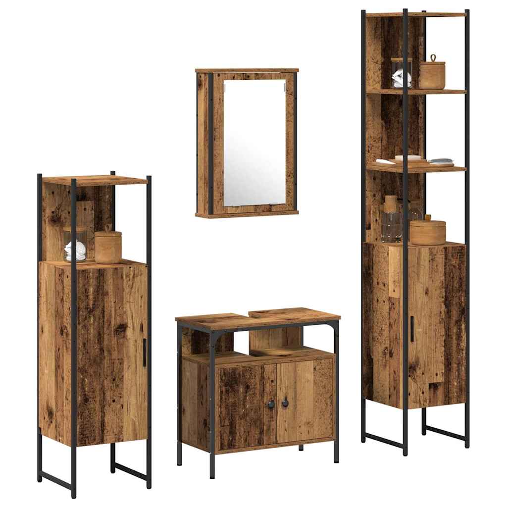 Set namještaja za kupaonicu 4 pcs Staro drvo Konstruirano drvo