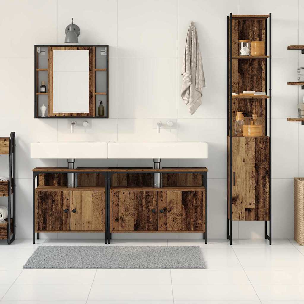 Set namještaja za kupaonicu 4 pcs Staro drvo Konstruirano drvo