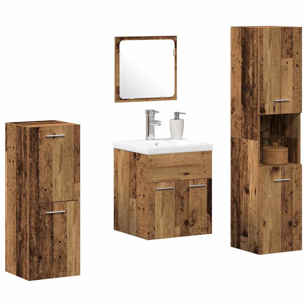 Set namještaja za kupaonicu 4 kom. Staro drvo 41 x 38,5 x 46 cm