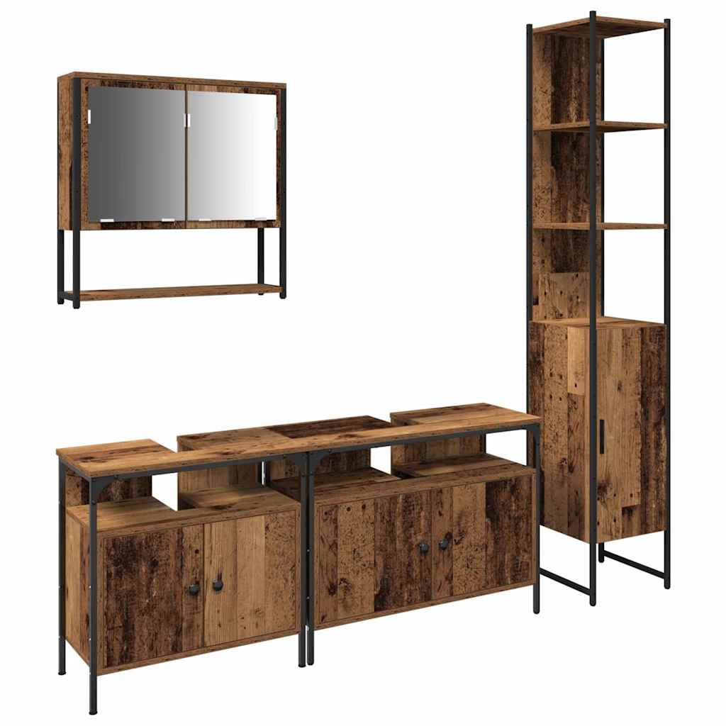 Set namještaja za kupaonicu 4 pcs Staro drvo Konstruirano drvo