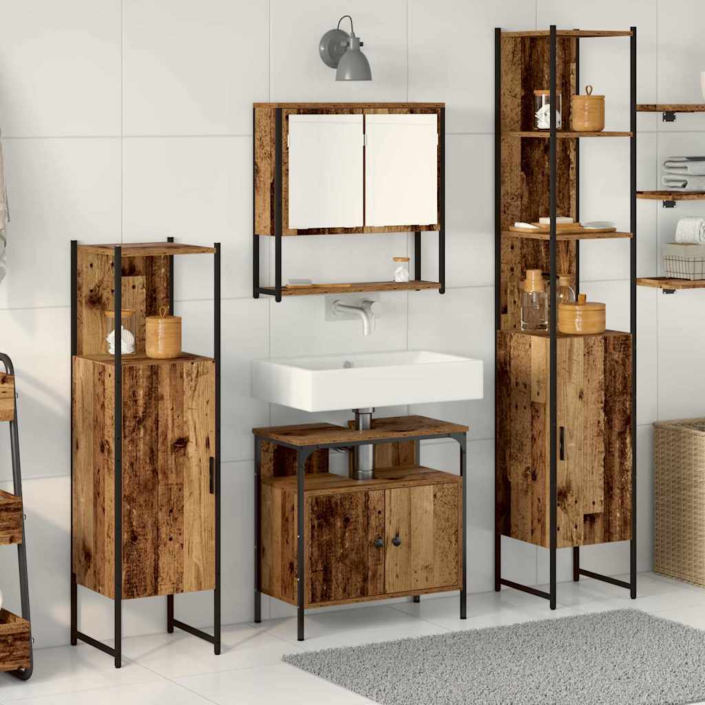 Set namještaja za kupaonicu 4 pcs Staro drvo Konstruirano drvo