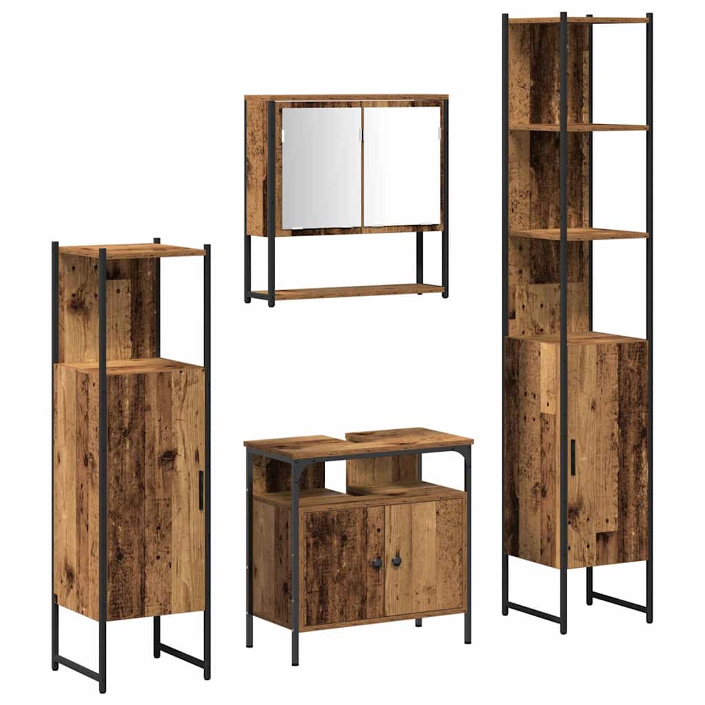Set namještaja za kupaonicu 4 pcs Staro drvo Konstruirano drvo