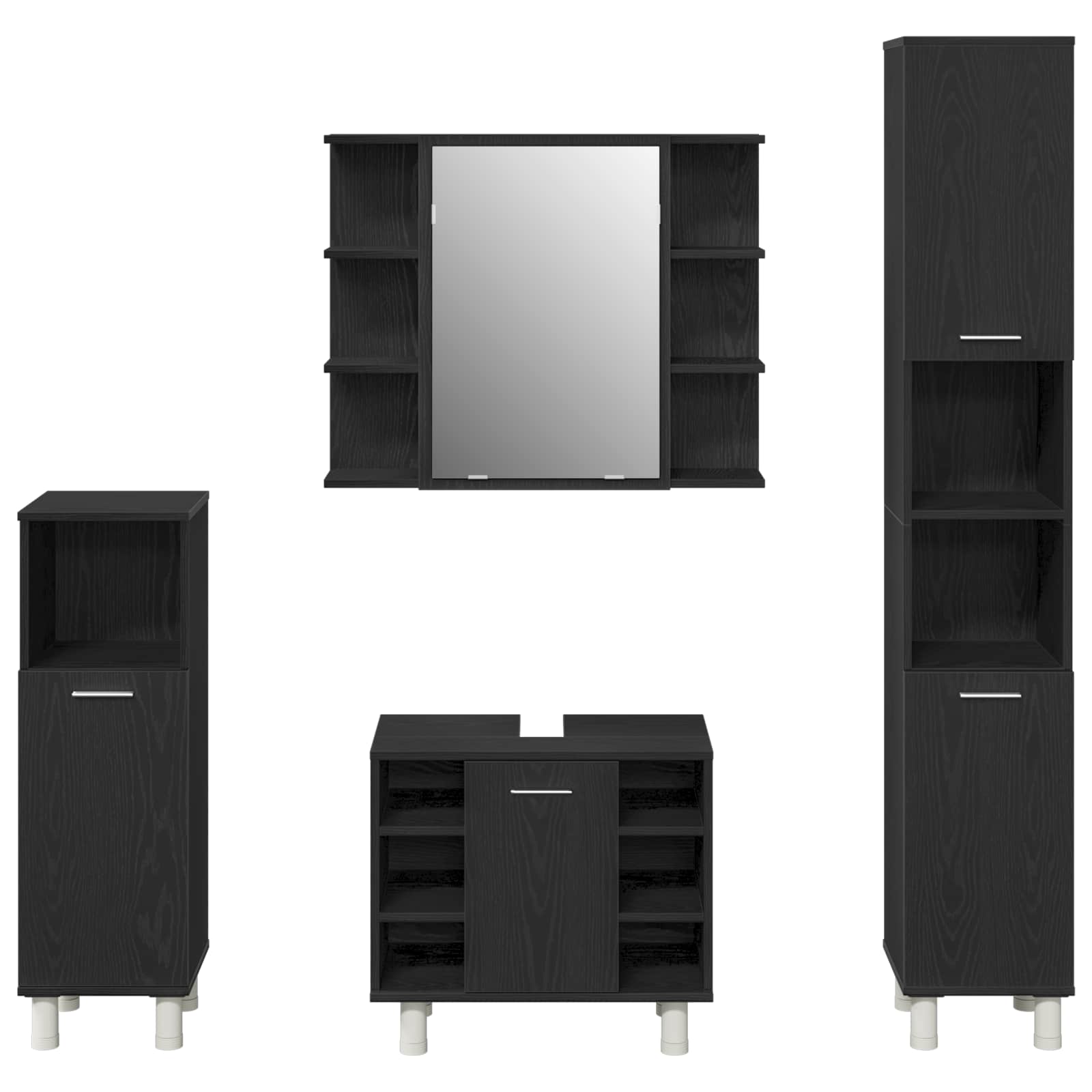 Set namještaja za kupaonicu Zidne 4 pcs Crna 30 x 30 x 179,5 cm
