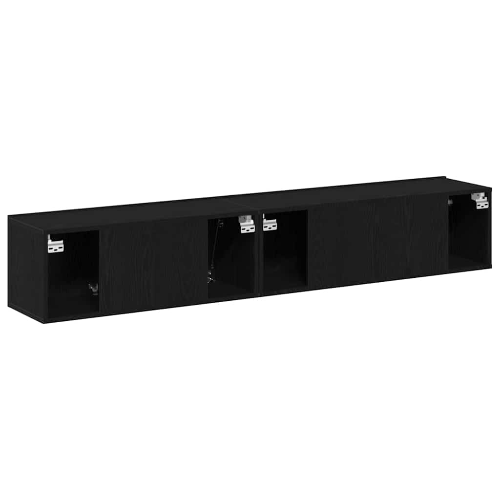 Set TV komoda Zidne 2 pcs Crni hrast Konstruirano drvo