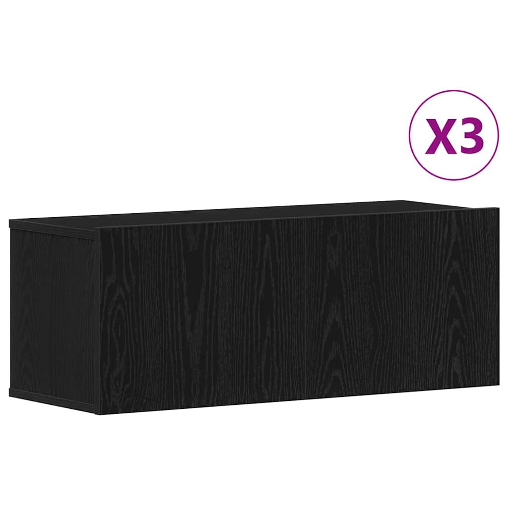 Set TV komoda Zidne 3 pcs Crni hrast 80 x 30 x 30 cm