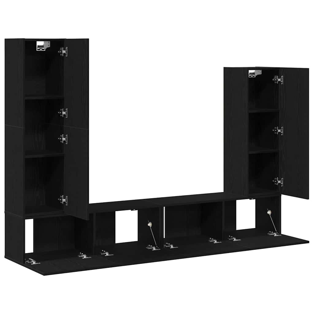 Set TV komoda Zidne 6 pcs Crni hrast Konstruirano drvo