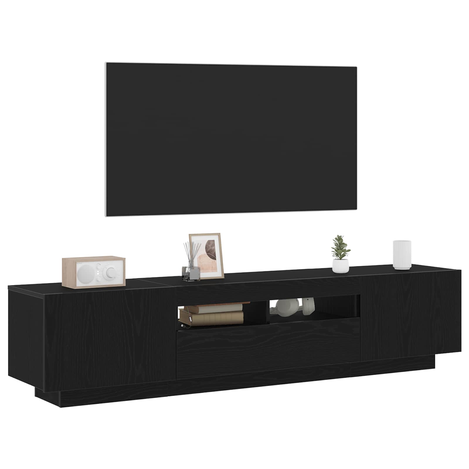 Set TV komoda 2 pcs Crna 180 x 35 x 40 cm Konstruirano drvo