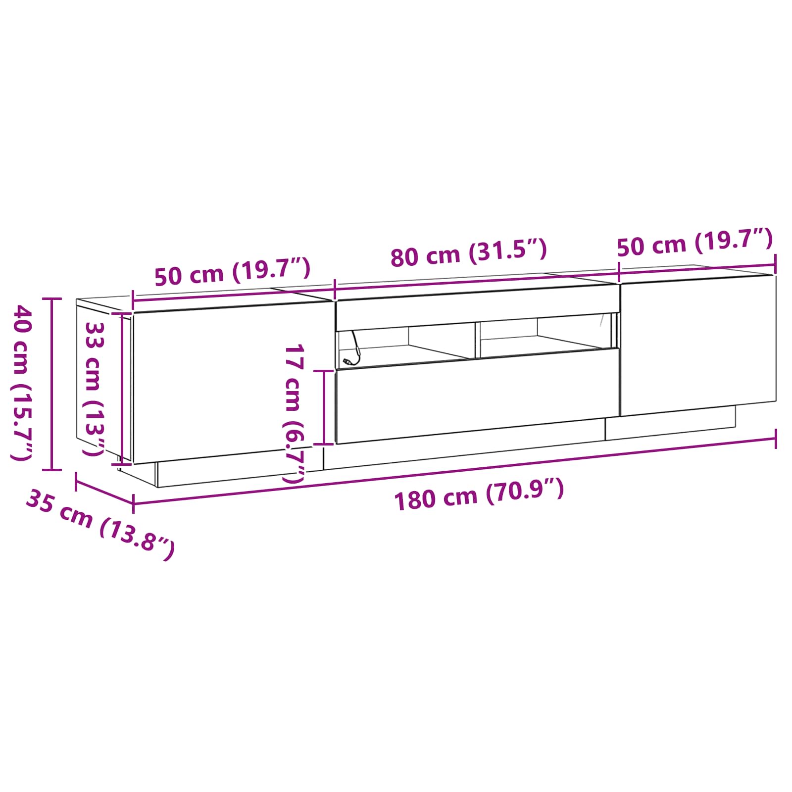 Set TV komoda 2 pcs Crna 180 x 35 x 40 cm Konstruirano drvo
