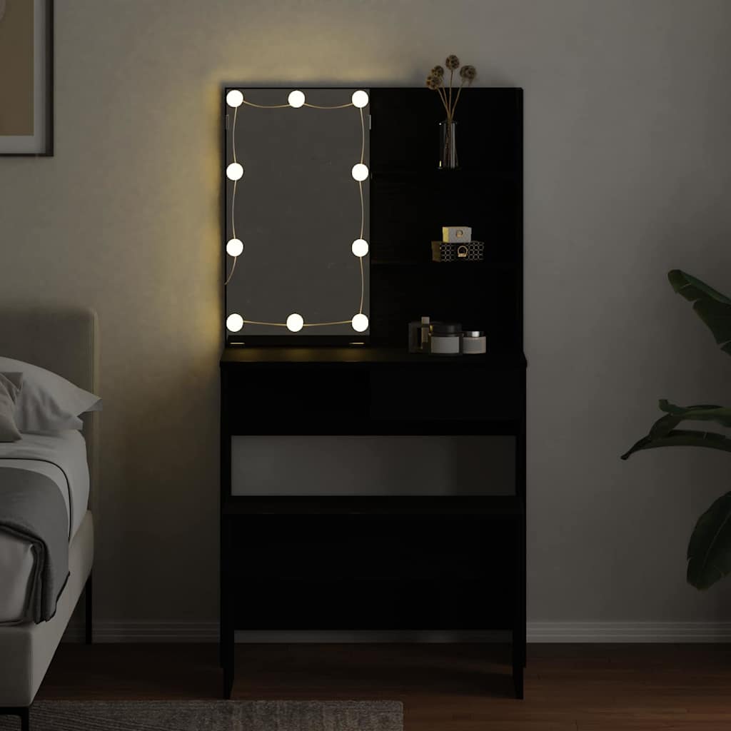 LED Set Toaletnog Stola 2 pcs Crni hrast Konstruirano drvo