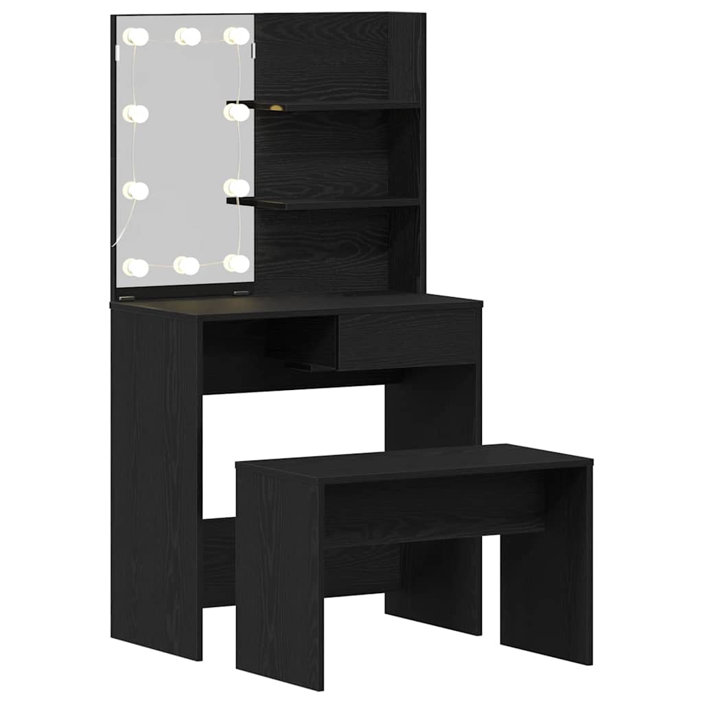 LED Set Toaletnog Stola 2 pcs Crni hrast Konstruirano drvo