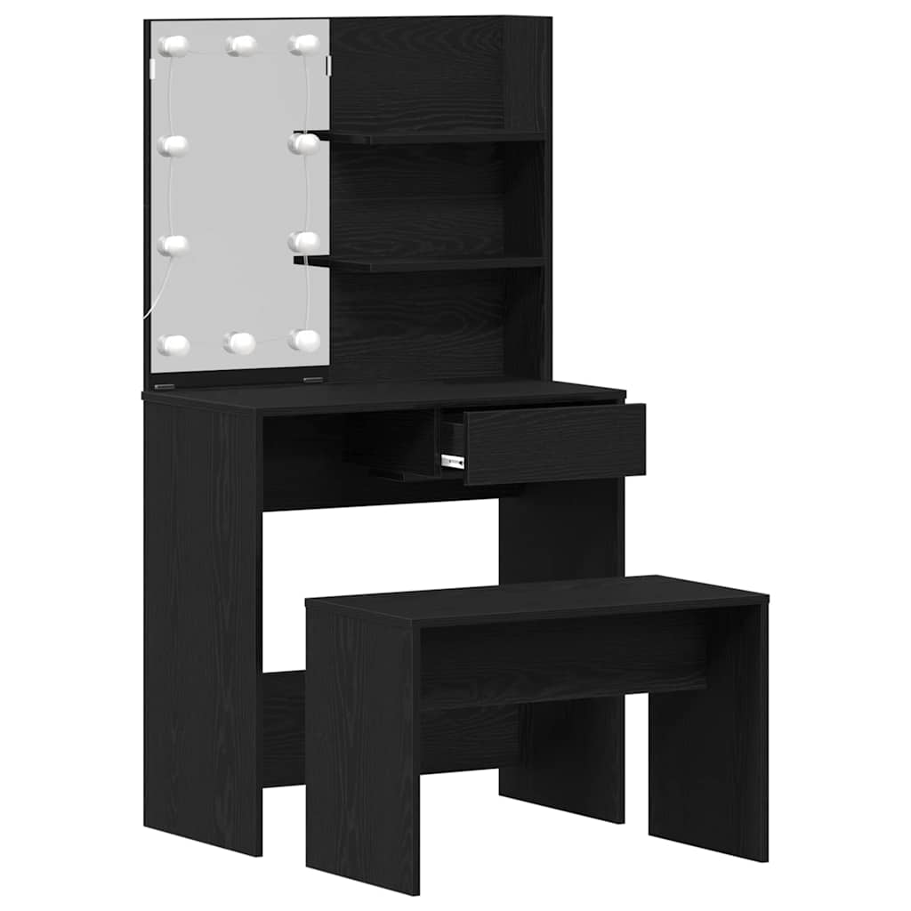 LED Set Toaletnog Stola 2 pcs Crni hrast Konstruirano drvo