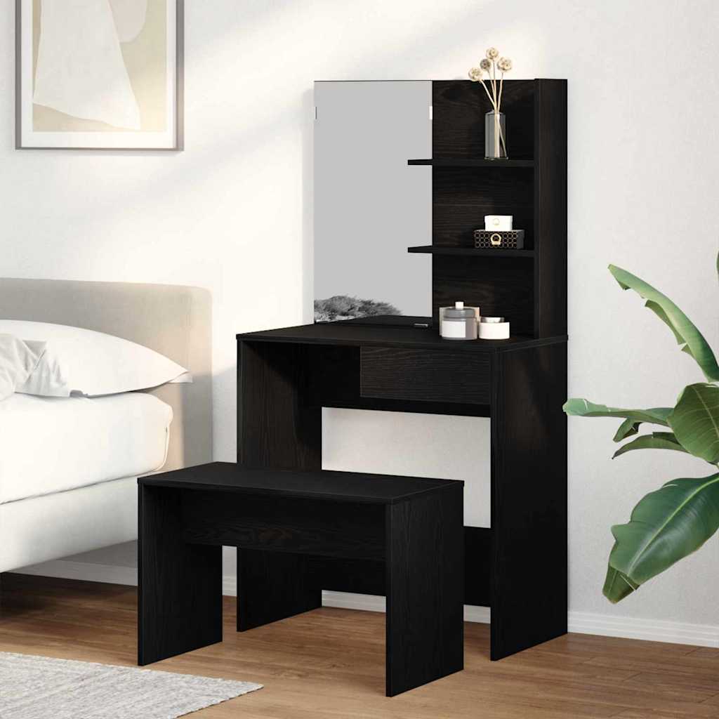Set toaletnog stolića 2 pcs Crni hrast Konstruirano drvo
