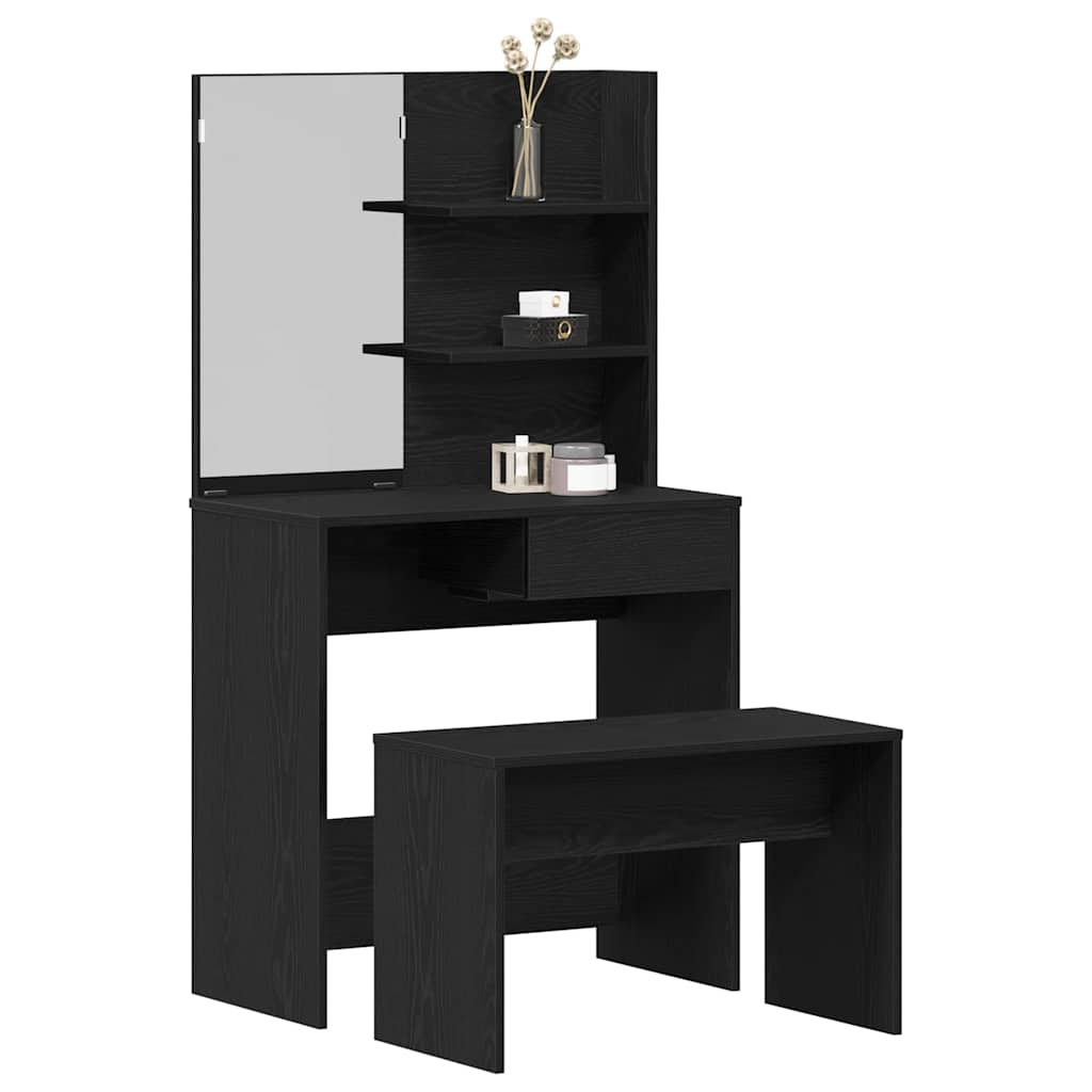 Set toaletnog stolića 2 pcs Crni hrast Konstruirano drvo