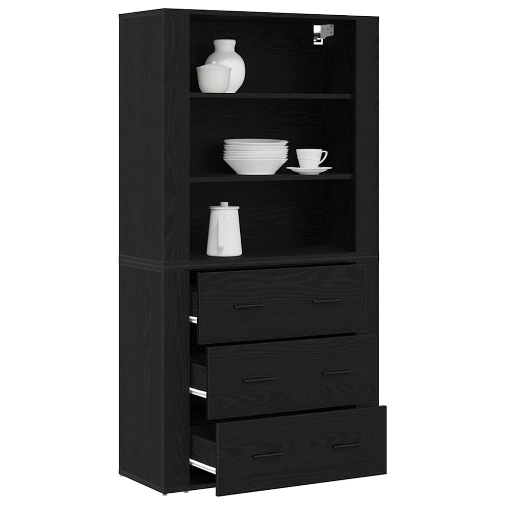 Highboard Crni hrast 80 x 33 x 150 cm Konstruirano drvo
